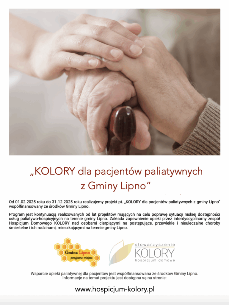 Plakat informacyjny - KOLORY dla pacjentów paliatywnych z Gminy Lipno