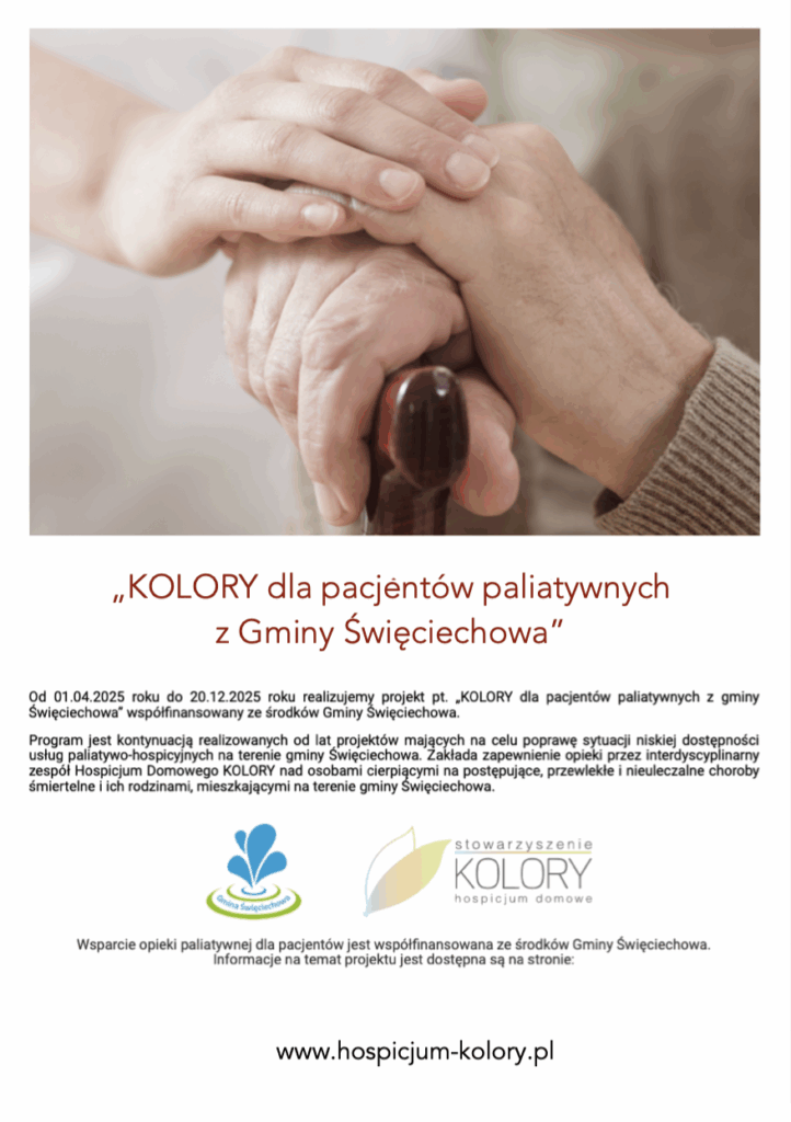 Plakat informacyjny - KOLORY dla pacjentów paliatywnych z Gminy Święciechowa